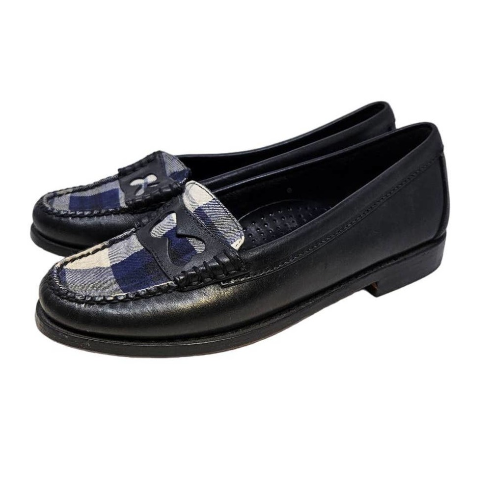 Bass Rachel Antonoff 7.5 Wendybird Leather Navy Plaid Penny Loafer Weejuns